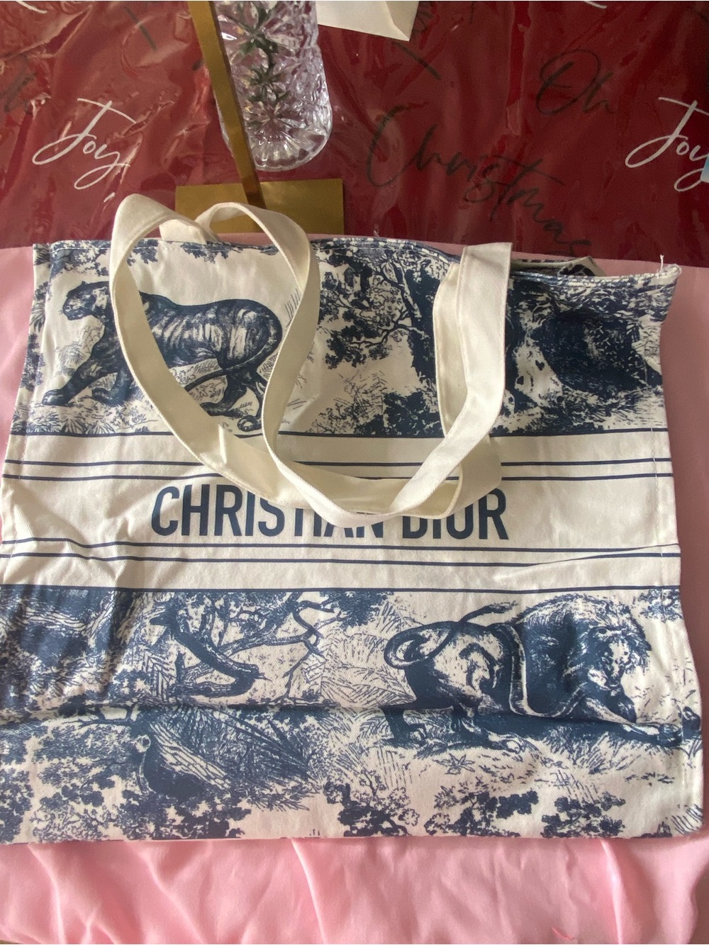 Dior Blue and White Toile Tote-Style Duvet Cover NWOT